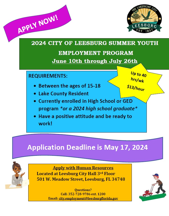 Applications for Leesburg’s Summer Youth Employment Program due Friday